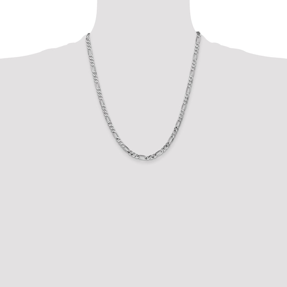 14k White Gold 4.5mm Flat Figaro Chain - Product Photo