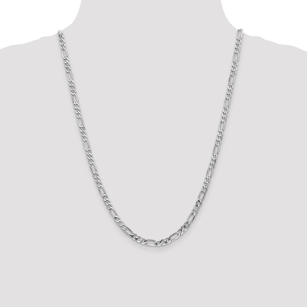 14k White Gold 4.5mm Flat Figaro Chain - Product Photo