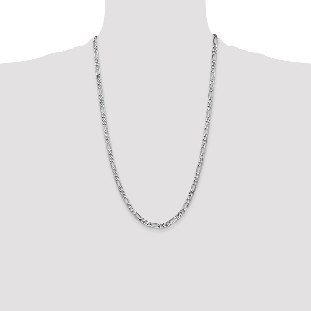 14k White Gold 4.5mm Flat Figaro Chain - Product Photo