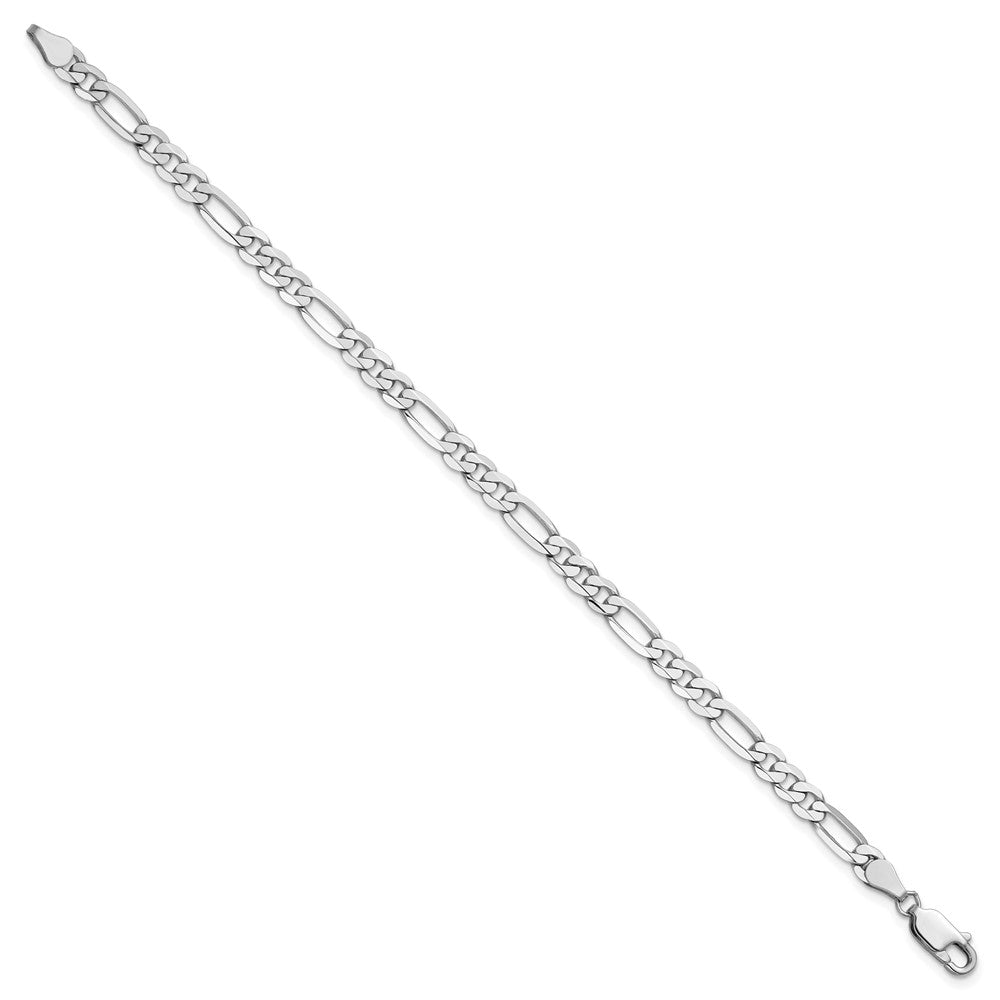 14k White Gold 4.5mm Flat Figaro Chain - Product Photo