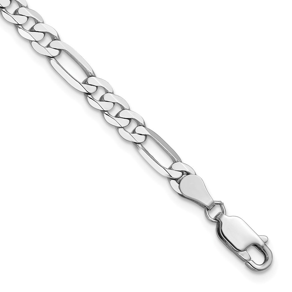 14K White Gold 4.5mm Flat Figaro Chain Necklace 18"-26"