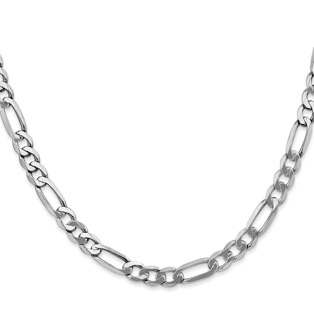 14k White Gold 5.5mm Flat Figaro Chain - Product Photo