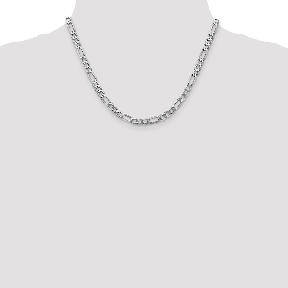 14k White Gold 5.5mm Flat Figaro Chain - Product Photo
