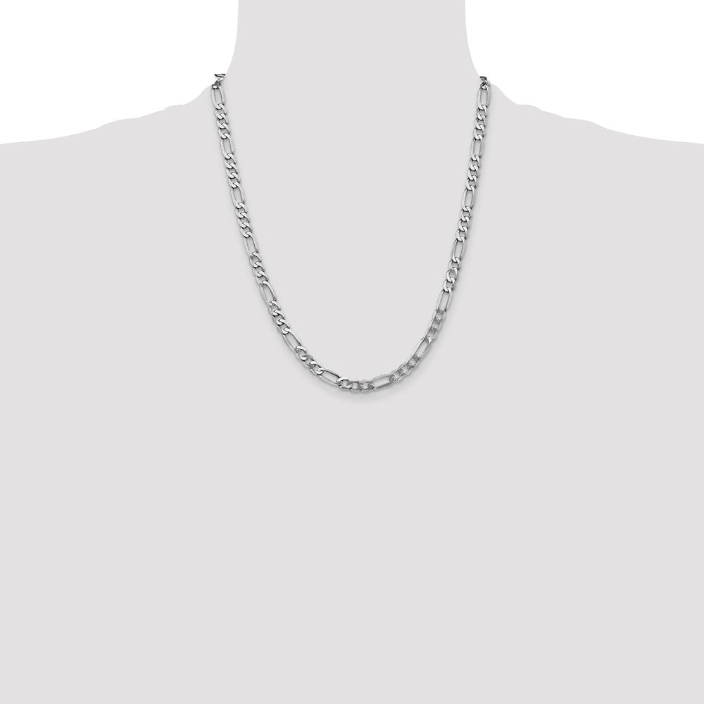 14k White Gold 5.5mm Flat Figaro Chain - Product Photo