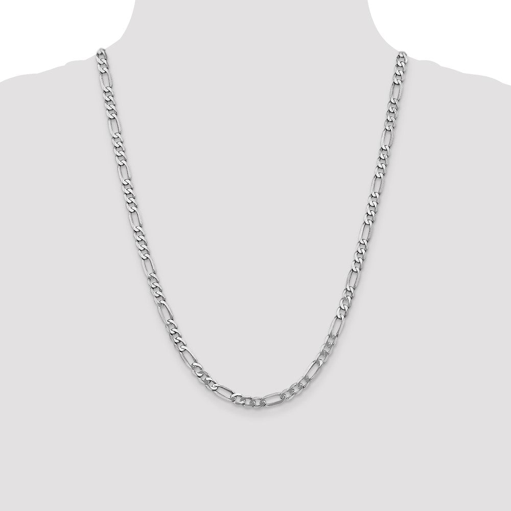 14k White Gold 5.5mm Flat Figaro Chain - Product Photo
