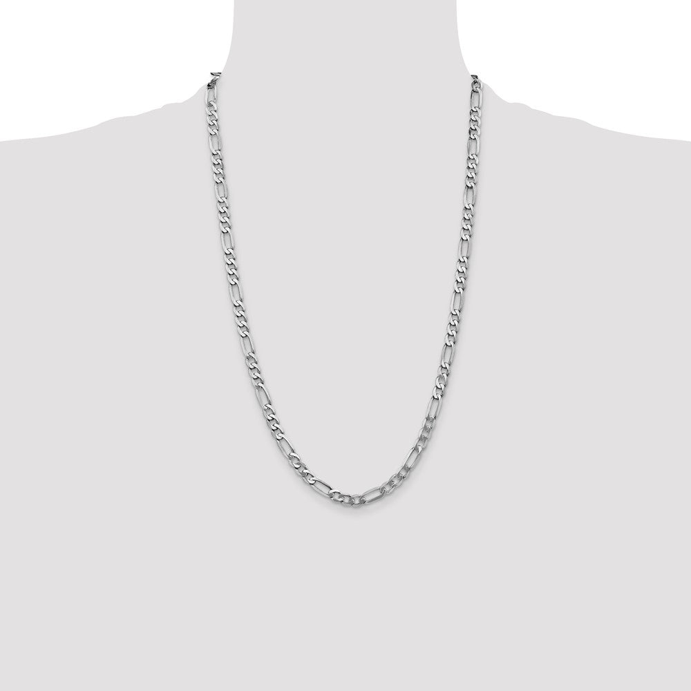 14k White Gold 5.5mm Flat Figaro Chain - Product Photo