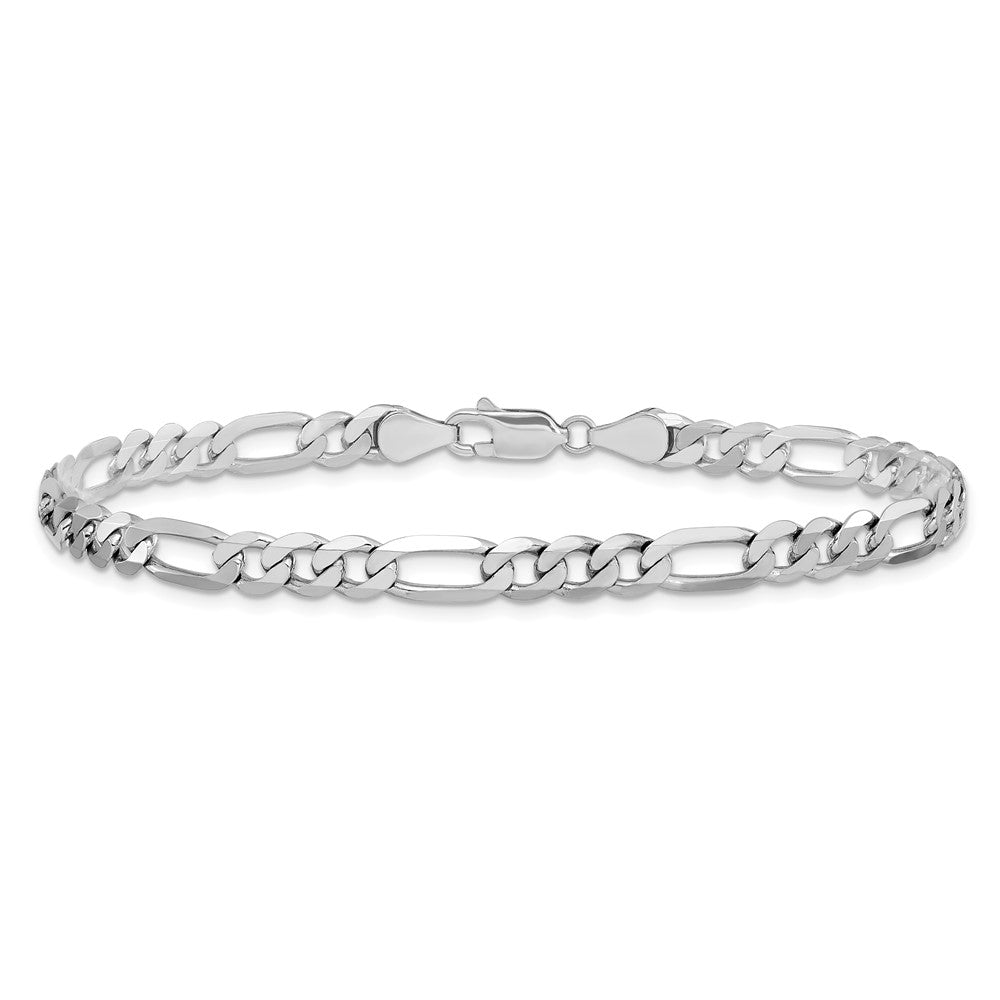 14k White Gold 5.5mm Flat Figaro Chain - Product Photo