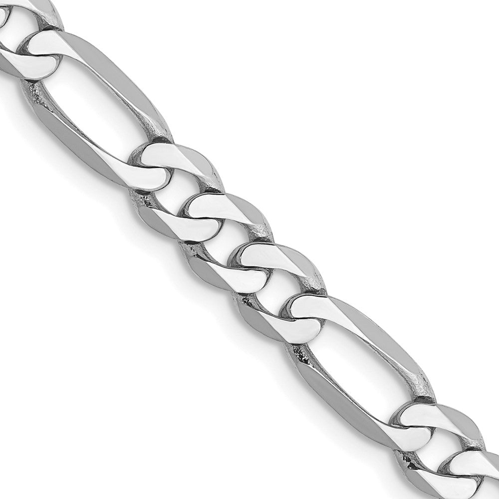 14k White Gold 5.5mm Flat Figaro Chain - Product Photo