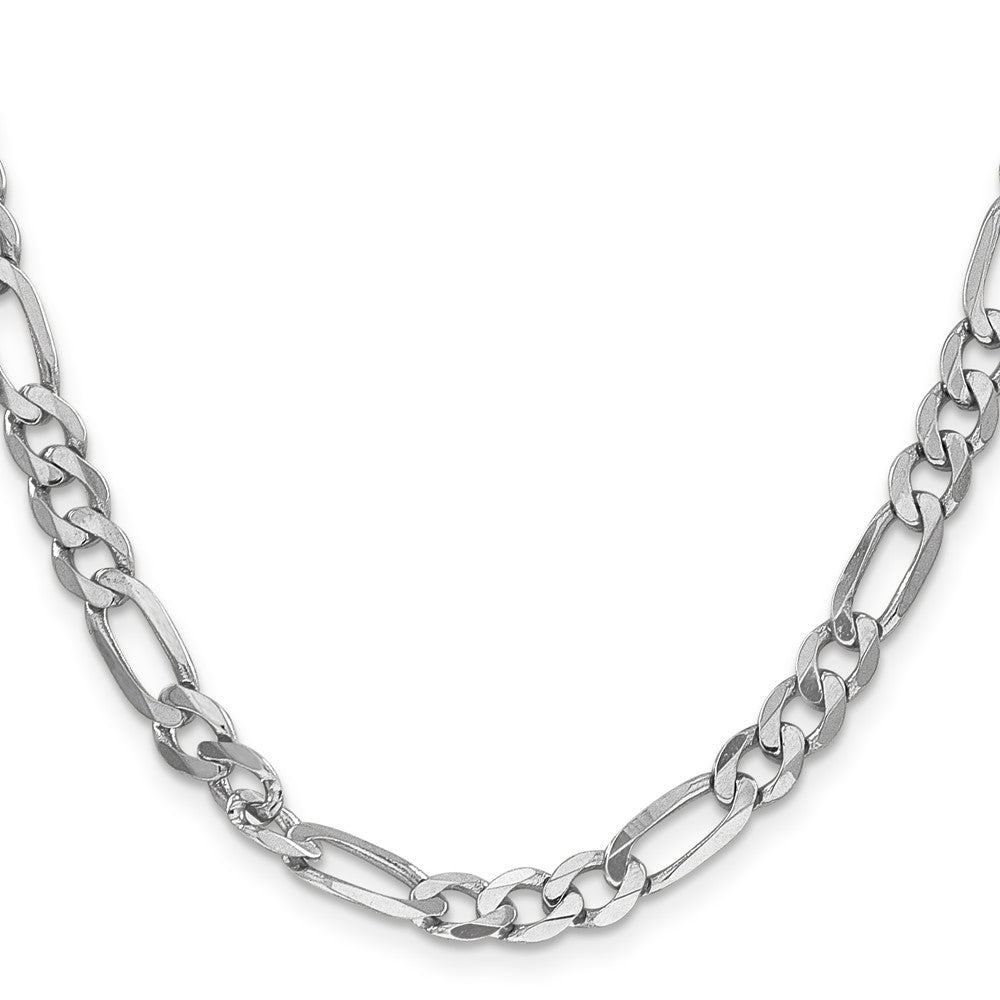 14k White Gold 6mm Flat Figaro Chain - Product Photo