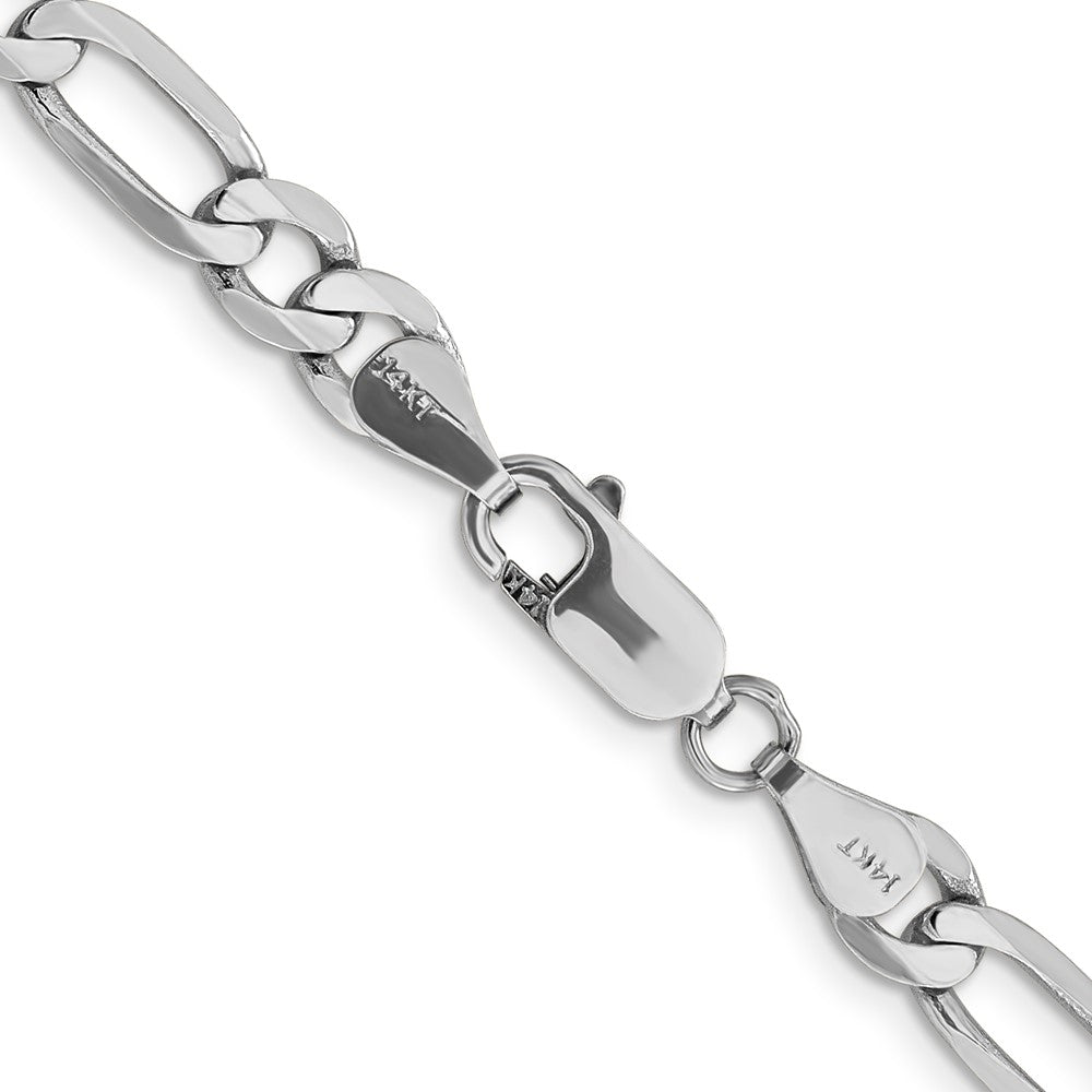 14k White Gold 6mm Flat Figaro Chain - Product Photo