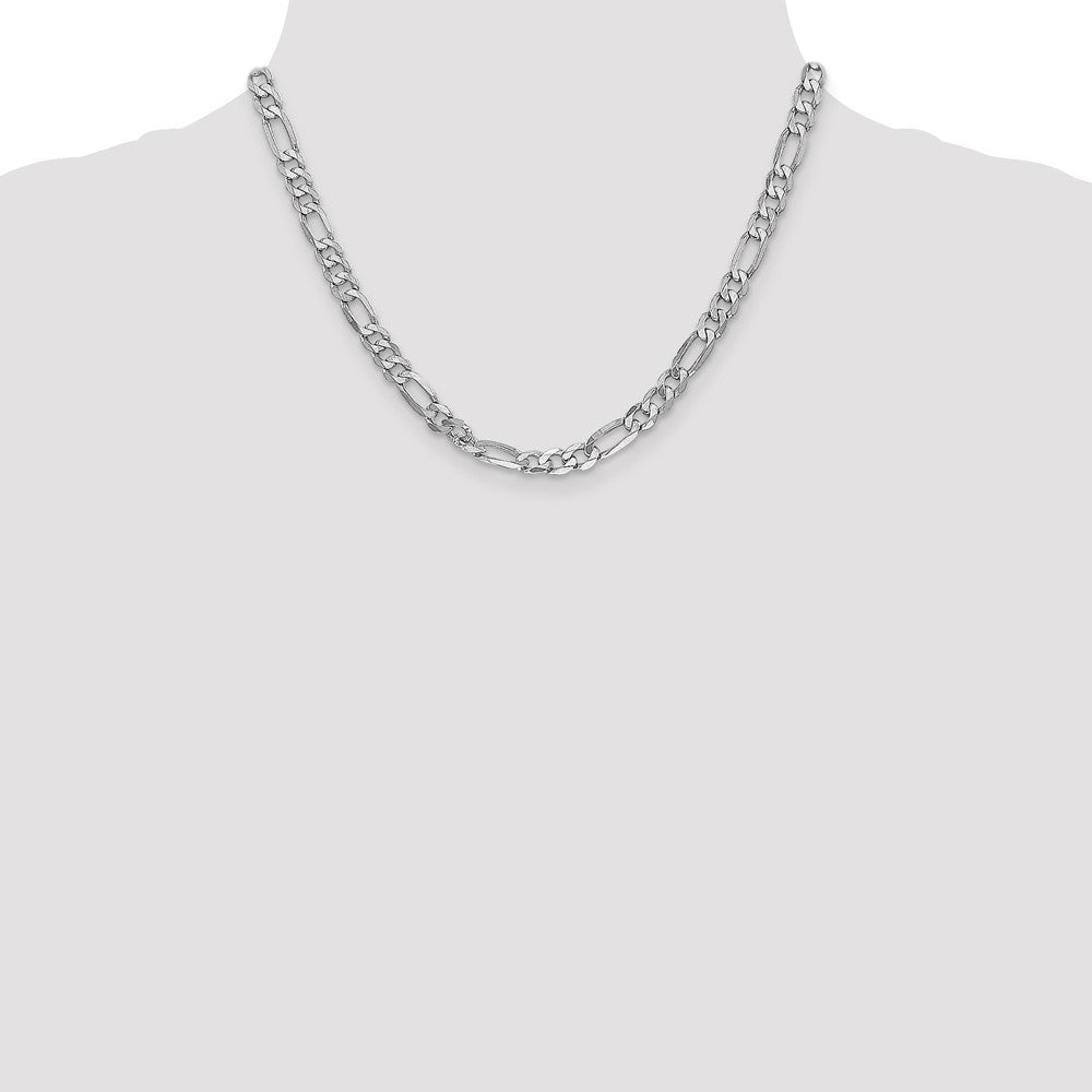 14k White Gold 6mm Flat Figaro Chain - Product Photo
