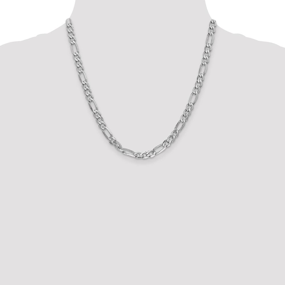 14k White Gold 6mm Flat Figaro Chain - Product Photo