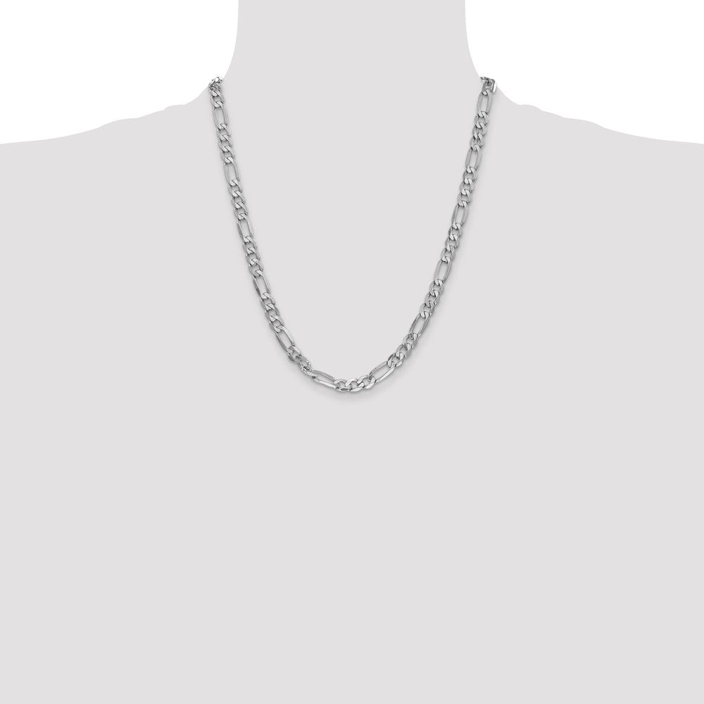 14k White Gold 6mm Flat Figaro Chain - Product Photo