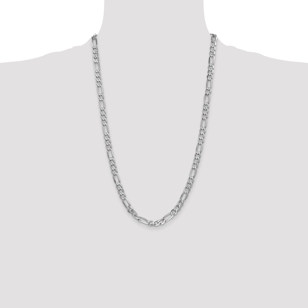 14k White Gold 6mm Flat Figaro Chain - Product Photo
