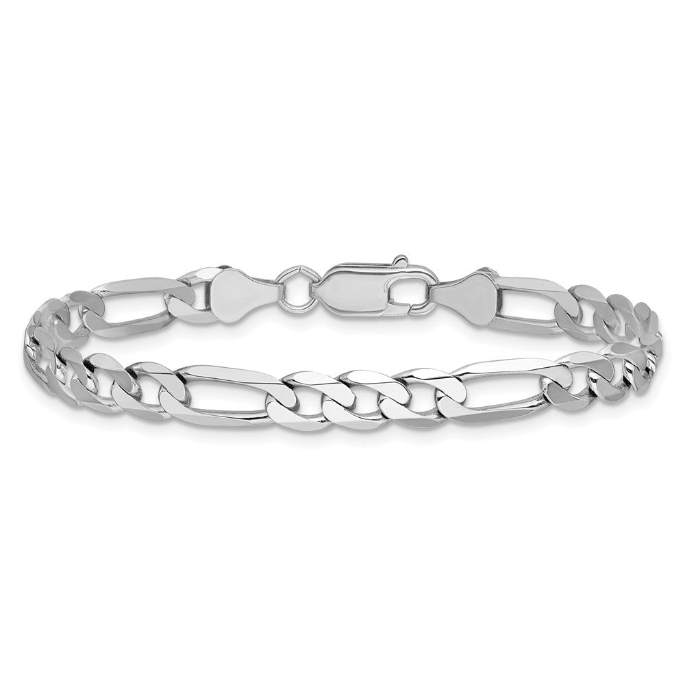 14k White Gold 6mm Flat Figaro Chain - Product Photo