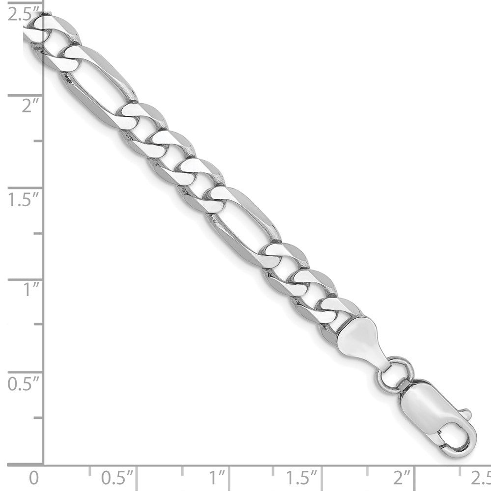 14k White Gold 6mm Flat Figaro Chain - Product Photo