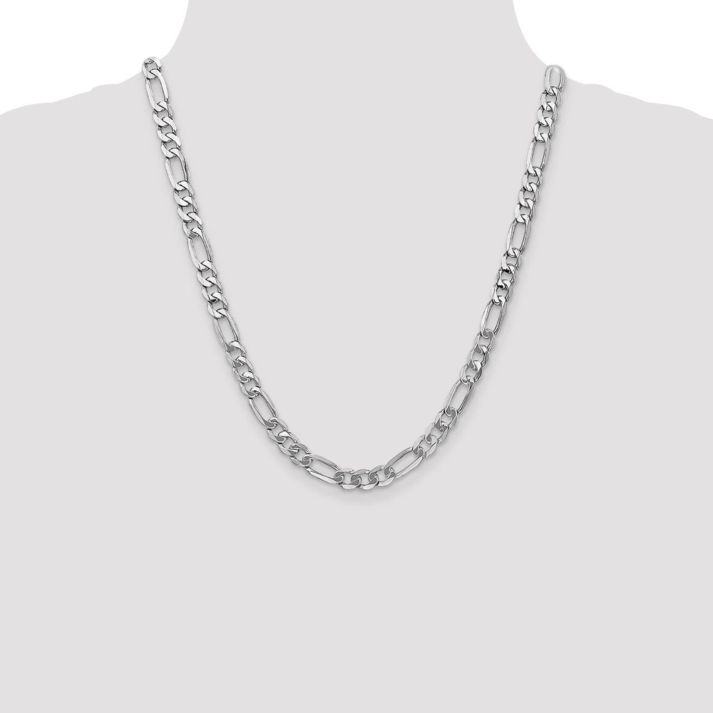 14k White Gold 7mm Flat Figaro Chain - Product Photo