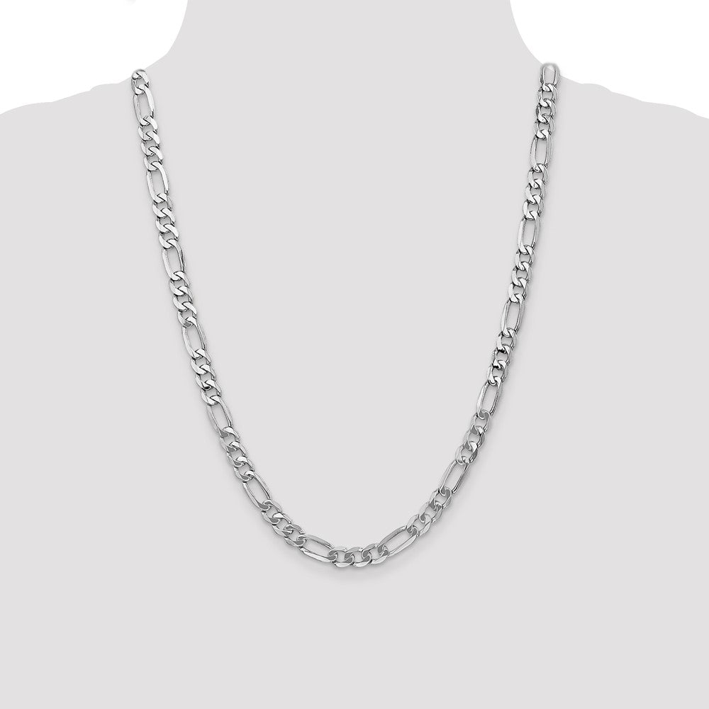 14k White Gold 7mm Flat Figaro Chain - Product Photo