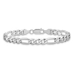 14k White Gold 7mm Flat Figaro Chain - Product Photo