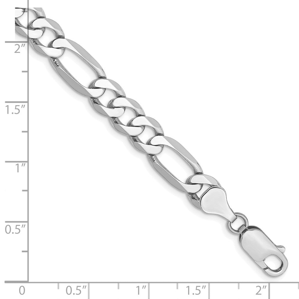 14k White Gold 7mm Flat Figaro Chain - Product Photo