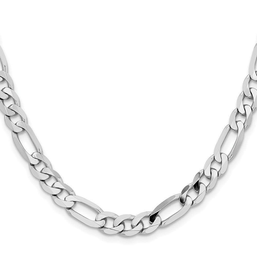 14k White Gold 7.5mm Flat Figaro Chain - Product Photo