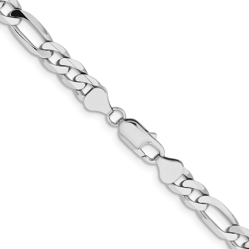 14k White Gold 7.5mm Flat Figaro Chain - Product Photo