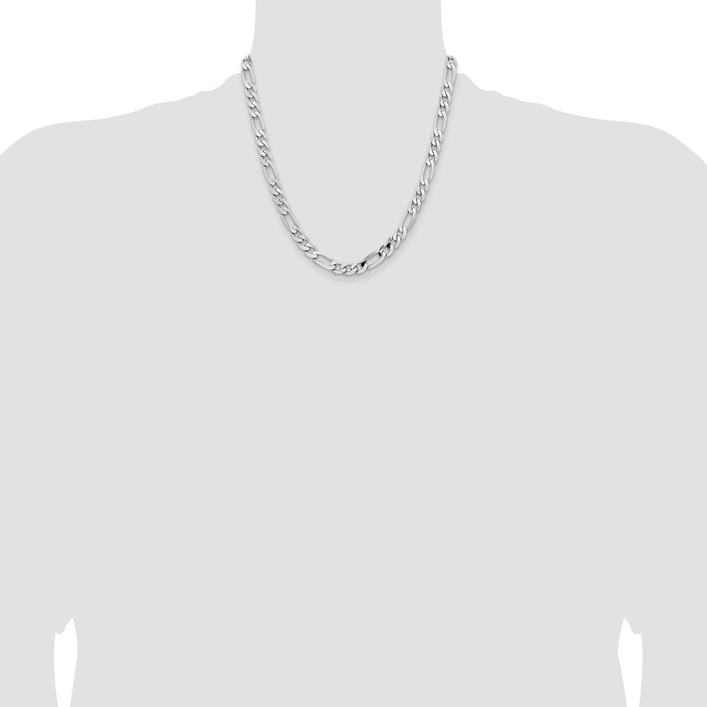 14k White Gold 7.5mm Flat Figaro Chain - Product Photo