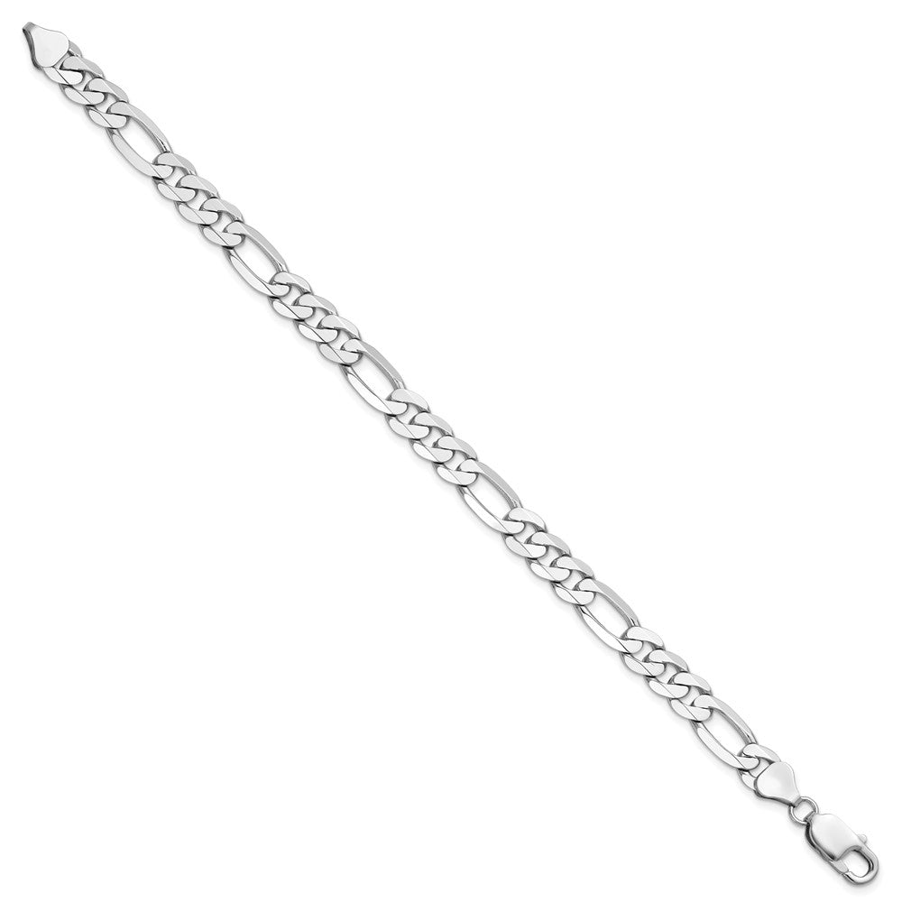 14k White Gold 7.5mm Flat Figaro Chain - Product Photo