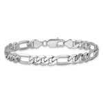 14k White Gold 7.5mm Flat Figaro Chain - Product Photo