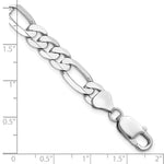 14k White Gold 7.5mm Flat Figaro Chain - Product Photo