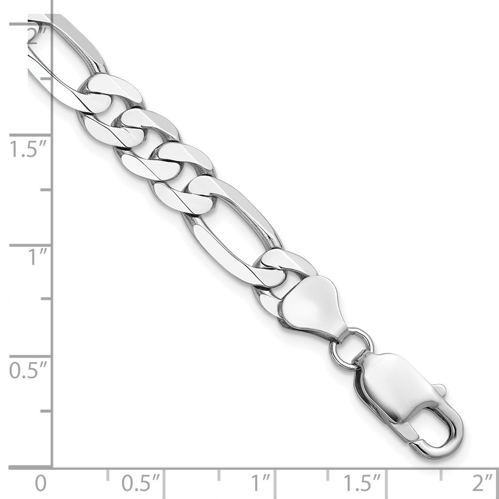 14k White Gold 7.5mm Flat Figaro Chain - Product Photo