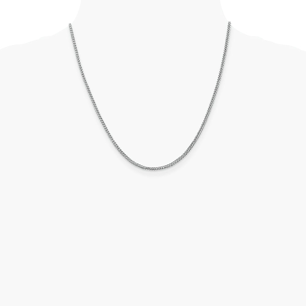 14K White Gold 2.0 mm Franco Chain Necklace 16"-30" - Product Photo