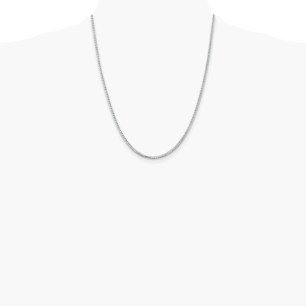 14K White Gold 2.0 mm Franco Chain Necklace 16"-30" - Product Photo