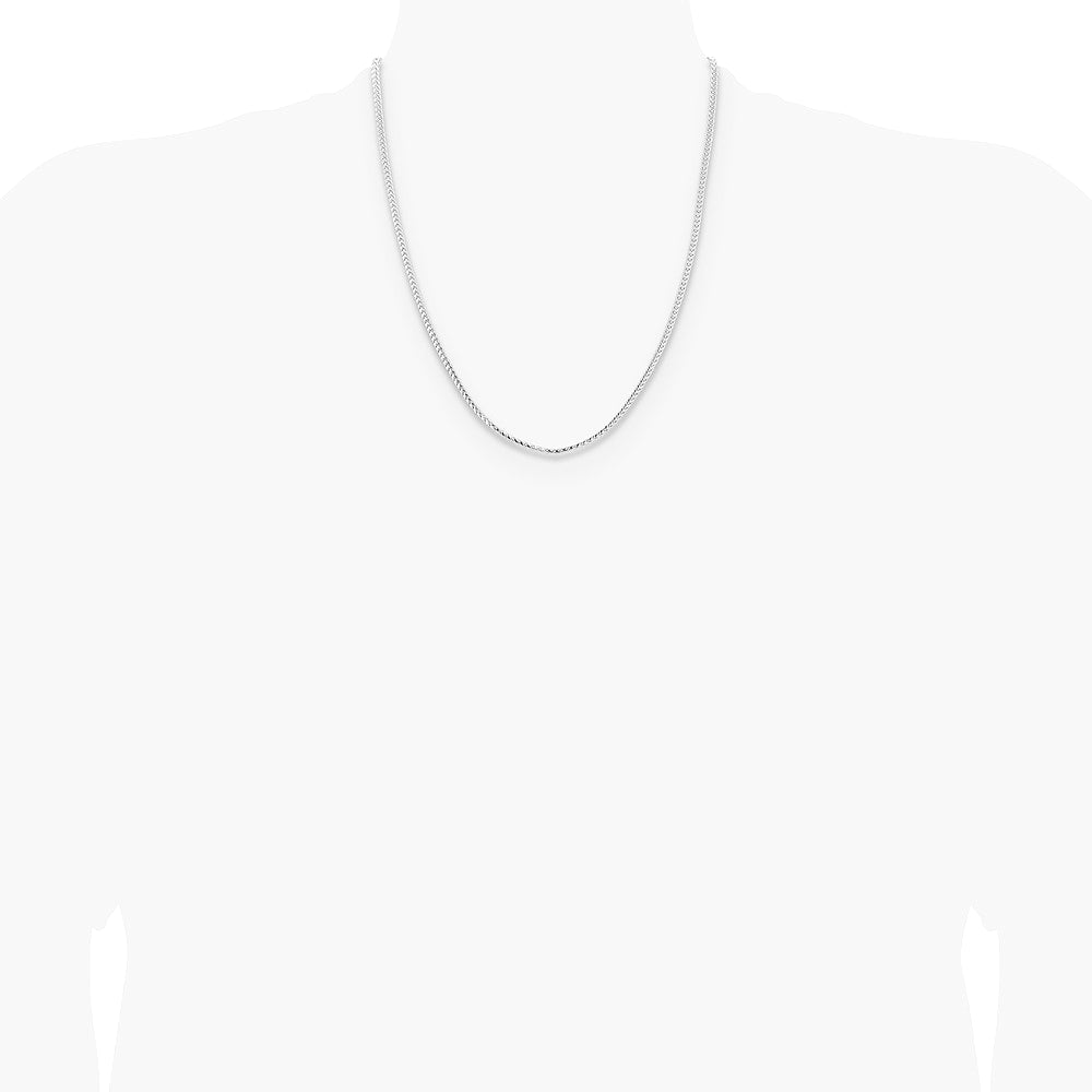 14K White Gold 3 mm Franco Chain Necklace 18"-26" - Product Photo