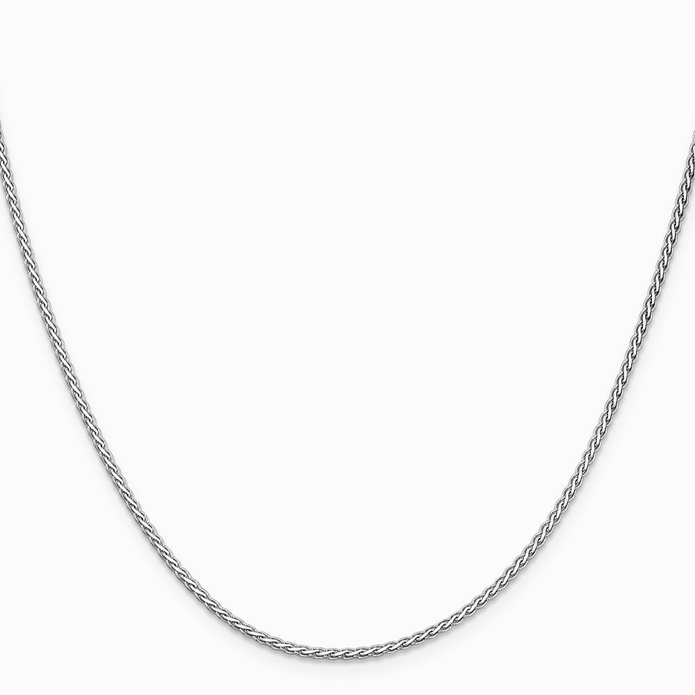 14K White Gold 1.9 mm Flat Wheat Chain Necklace 16"-24" - Product Photo