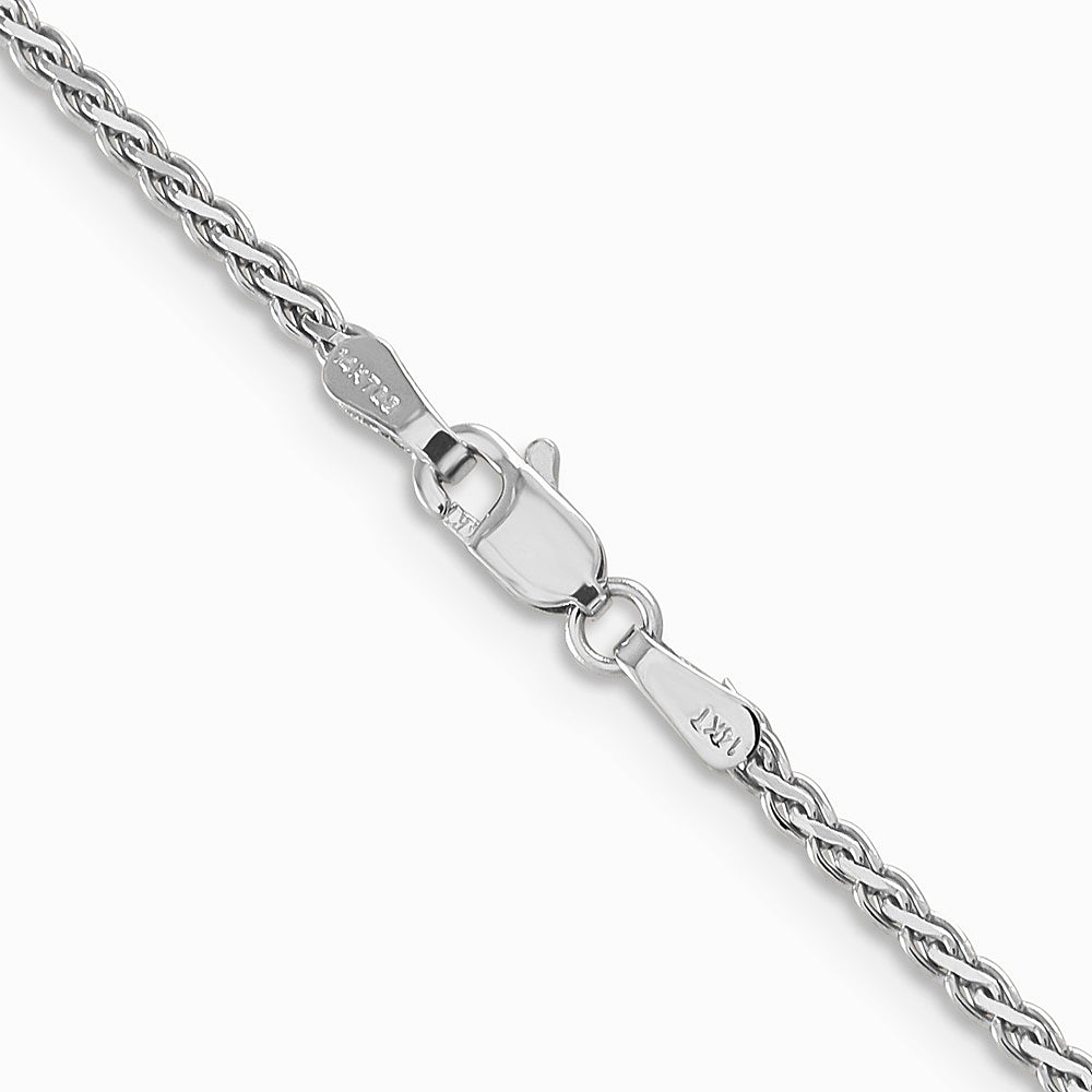 14K White Gold 1.9 mm Flat Wheat Chain Necklace 16"-24" - Product Photo