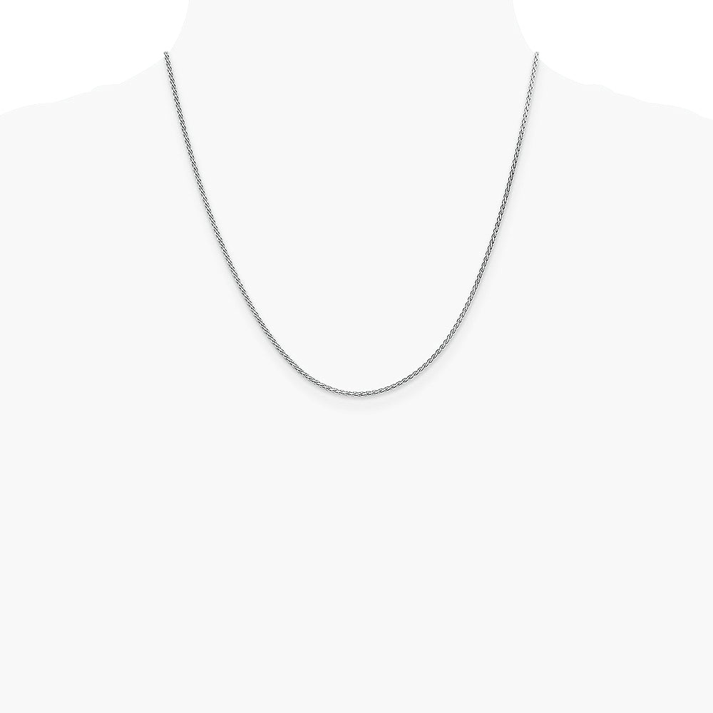 14K White Gold 1.9 mm Flat Wheat Chain Necklace 16"-24" - Product Photo