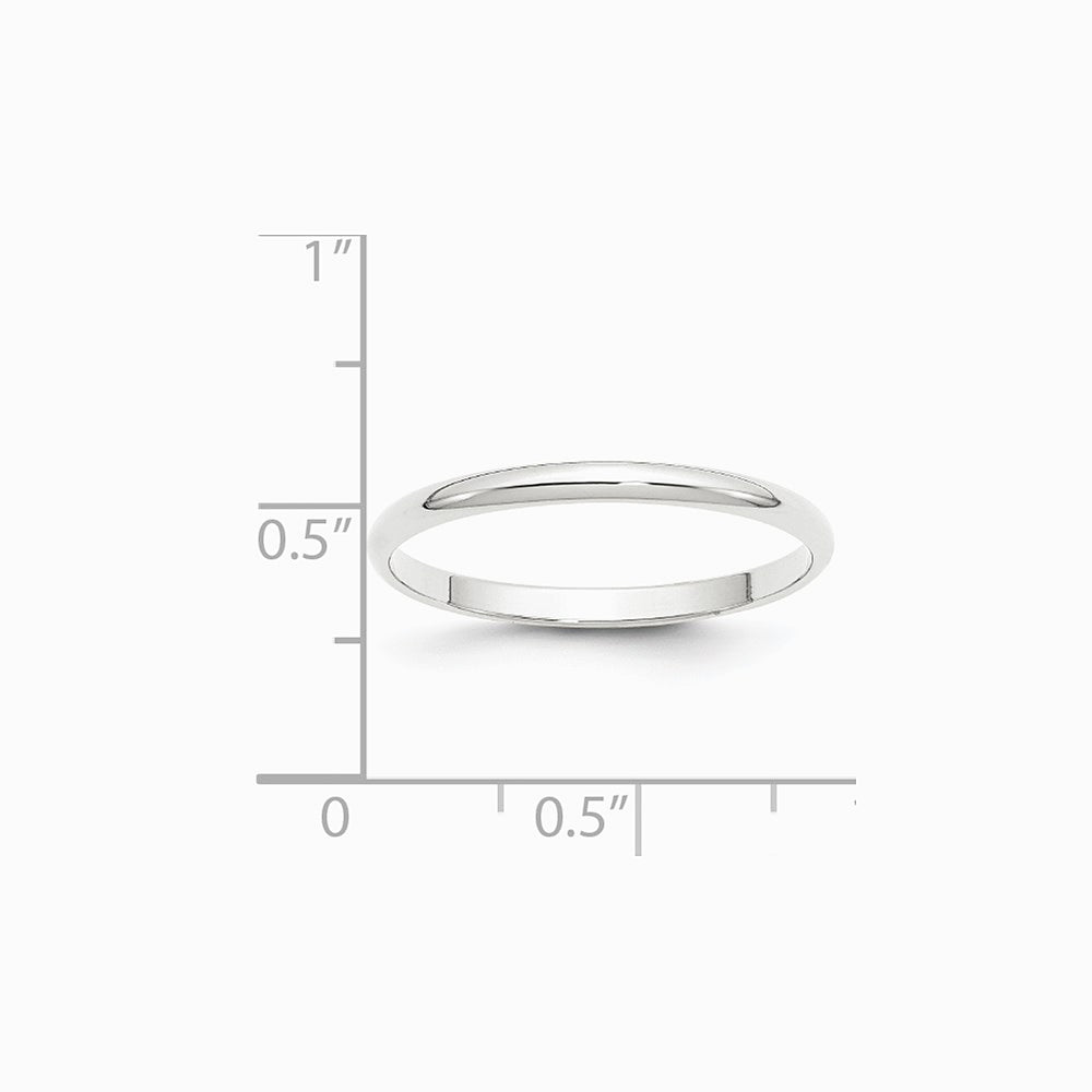 10K White Gold 10KW 2mm LTW Half Round Band Size 10 - Product Photo