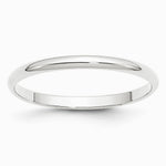 10K White Gold 10KW 2mm LTW Half Round Band Size 10 - Product Photo