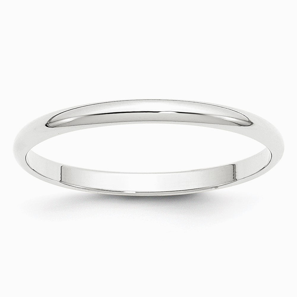 10K White Gold 10KW 2mm LTW Half Round Band Size 10 - Product Photo