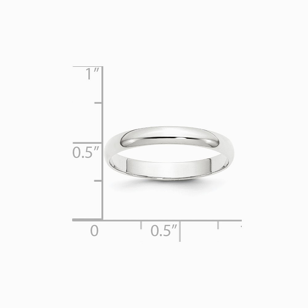 14K White Gold 14KW 3mm LTW Half Round Band Size 10 - Product Photo