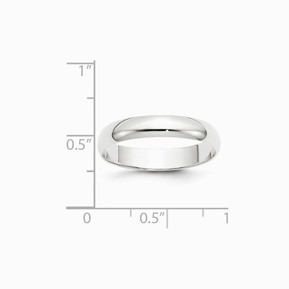 10K White Gold 10KW 4mm LTW Half Round Band Size 10 - Product Photo