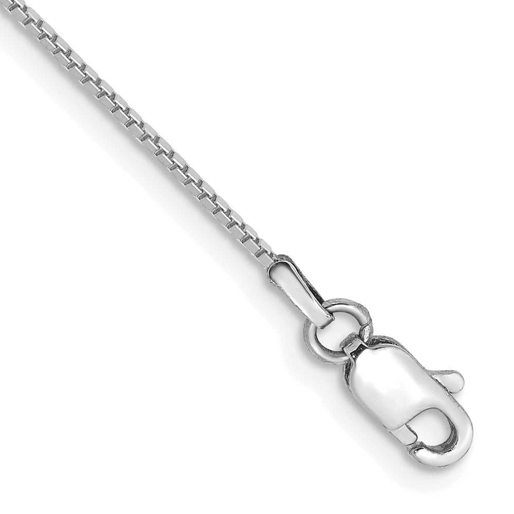 14K White Gold .9mm Box with Lobster Clasp Chain Bracelet 7"-9"