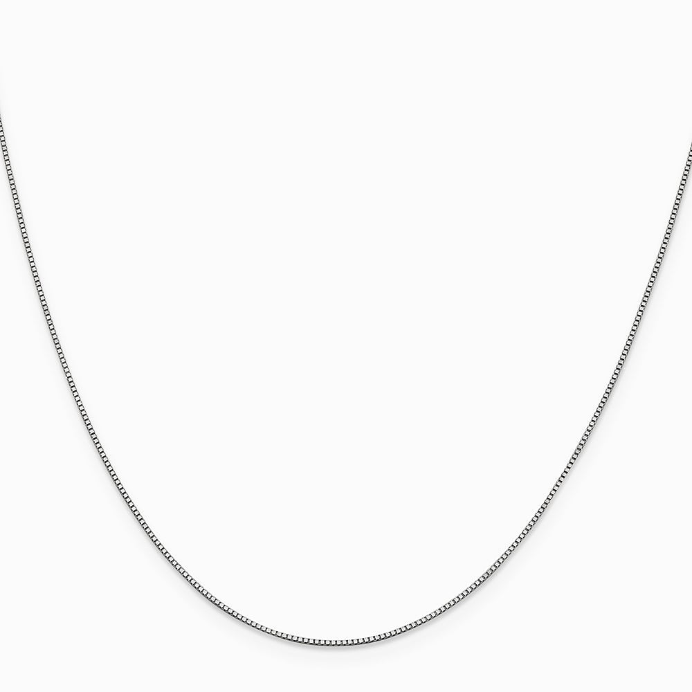 14K White Gold .7mm Box with Lobster Clasp Chain Necklace 14"-30" - Product Photo