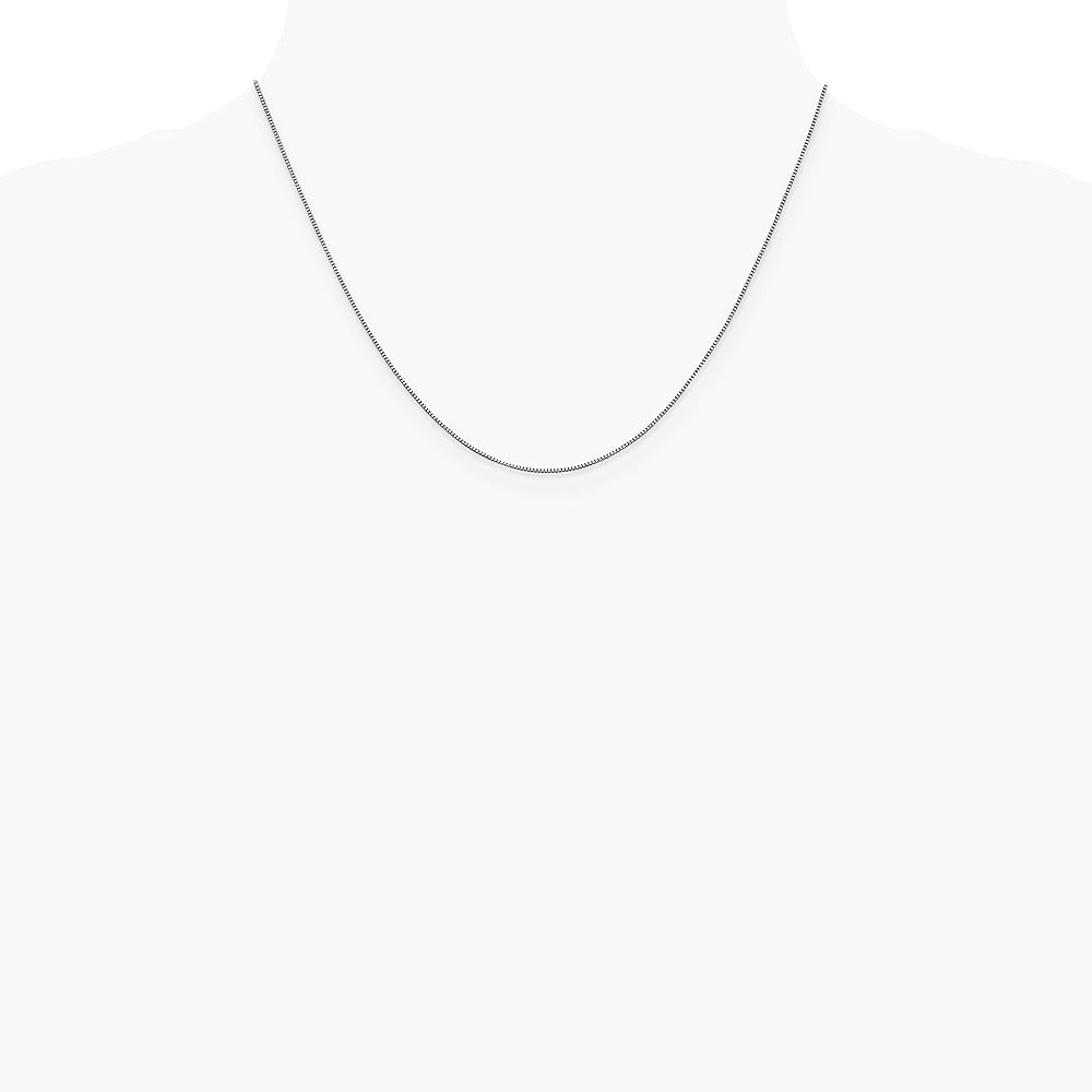 14K White Gold .7mm Box with Lobster Clasp Chain Necklace 14"-30" - Product Photo