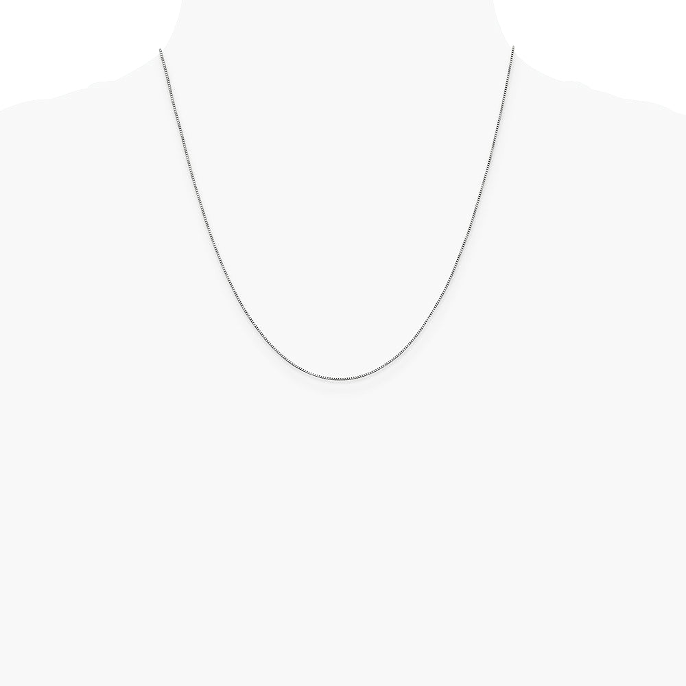 14K White Gold .7mm Box with Lobster Clasp Chain Necklace 14"-30" - Product Photo