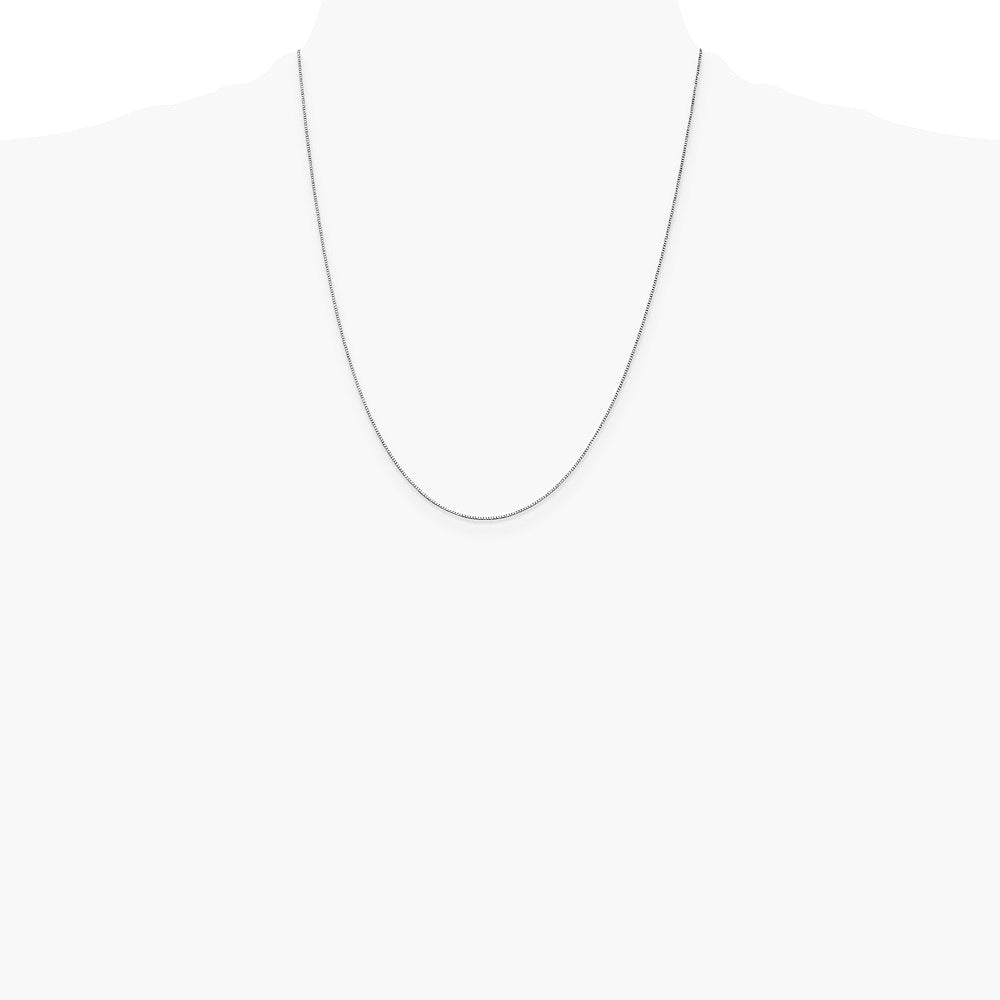 14K White Gold .7mm Box with Lobster Clasp Chain Necklace 14"-30" - Product Photo