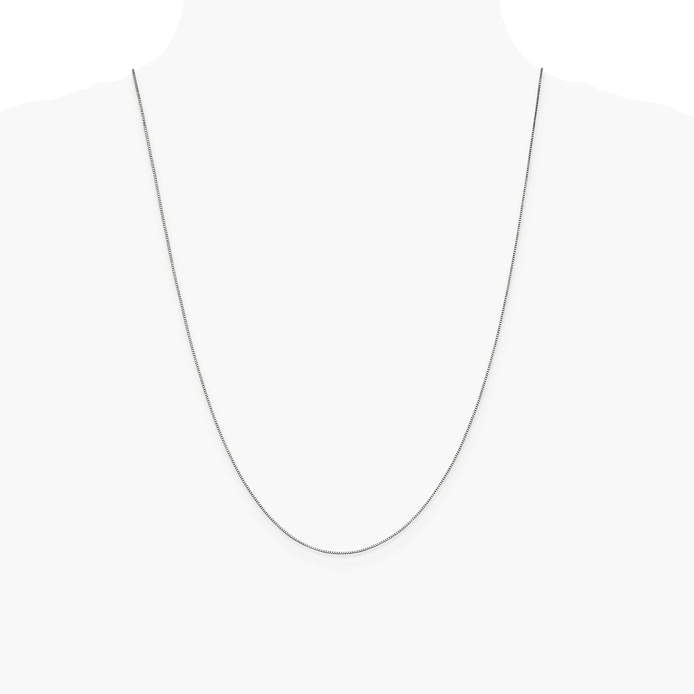 14K White Gold .7mm Box with Lobster Clasp Chain Necklace 14"-30" - Product Photo