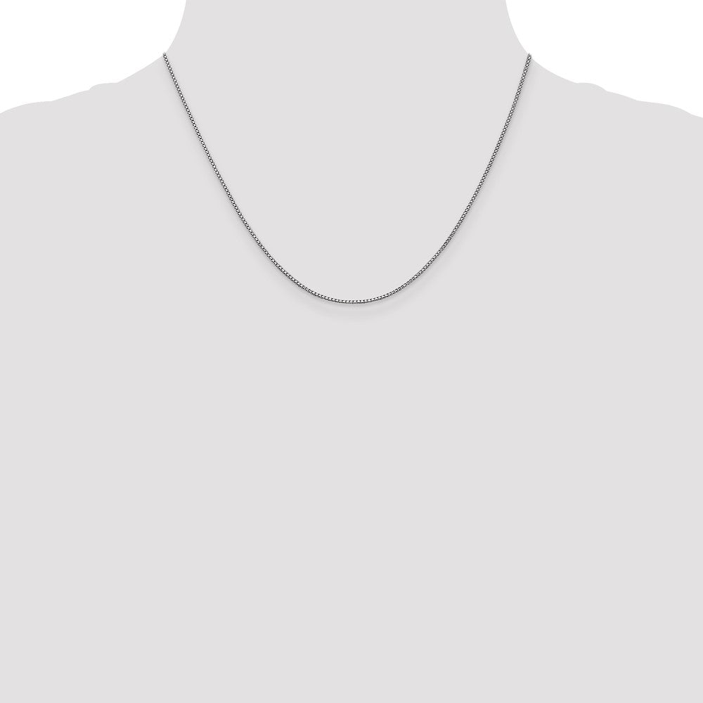 14k White Gold 1mm Box with Lobster Clasp Chain - Product Photo