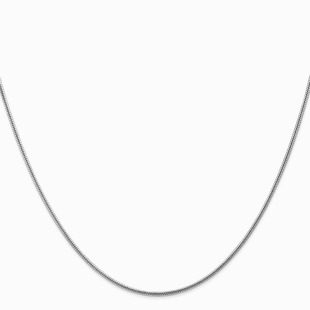 14K White Gold 1.6 mm Round Snake Chain Necklace 16"-30" - Product Photo